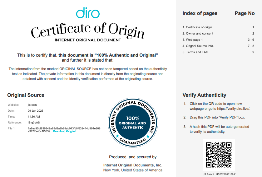 Certificate of Origin - Back